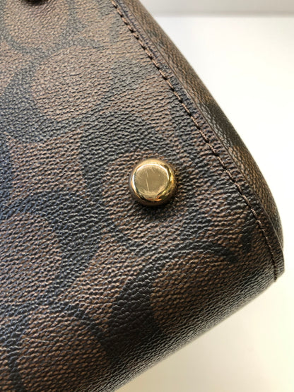 【中古品】【レディース】 COACH コーチ 83607 シグネチャー ローワン サッチェル 2WAY クロスボディ ハンドバッグ カバン (ICH) 188-260906-AS-12-hon カラー：ブラウン/レッド 万代Net店