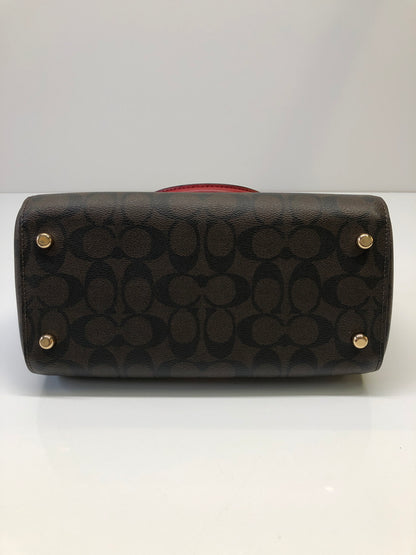 【中古品】【レディース】 COACH コーチ 83607 シグネチャー ローワン サッチェル 2WAY クロスボディ ハンドバッグ カバン (ICH) 188-260906-AS-12-hon カラー：ブラウン/レッド 万代Net店