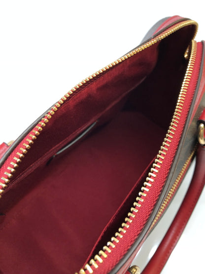 【中古品】【レディース】 COACH コーチ 83607 シグネチャー ローワン サッチェル 2WAY クロスボディ ハンドバッグ カバン (ICH) 188-260906-AS-12-hon カラー：ブラウン/レッド 万代Net店