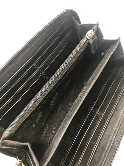 【中古品】【レディース】 COACH コーチ アコーディオン シグネチャー ストライプ PVCレザー ラウンドファスナー 長財布 ロングウォレット (ICH) 200-260912-AS-2-hon カラー：ブラック/グレー 万代Net店