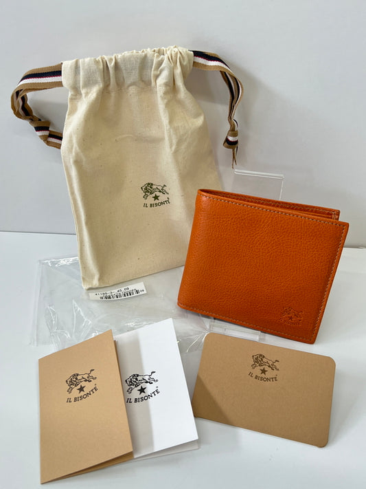 【中古美品】【メンズ/レディース】 IL BISONTE イルビゾンテ スタンダードコレクション 411853 二つ折り財布 牛革 ヤキヌメ (ICH) 200-261004-AS-4-hon カラー：ブラウン 万代Net店