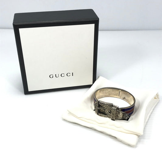 【現状渡し品】【メンズ】 GUCCI グッチ TYGER ENAMEL WEB STRIPE BUCKLE BRACELET タイガー エナメル ウェブ ストライプ バックル ブレスレット アクセサリー 182-260621-na-01-tagh カラー：マルチカラー 万代Net店