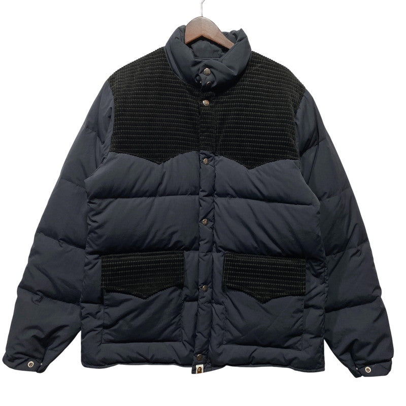 【中古品】【メンズ】 A BATHING APE アベイシングエイプ ELBOW PATCH SWITCHING WESTERN DOWN JACKET エルボー パッチ スイッチング ウエスタン ダウン ジャケット アウター 142-260624-cs-19-izu サイズ：L カラー：ブラック 万代Net店