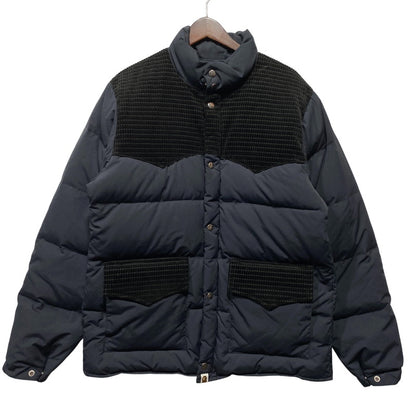 【中古品】【メンズ】 A BATHING APE アベイシングエイプ ELBOW PATCH SWITCHING WESTERN DOWN JACKET エルボー パッチ スイッチング ウエスタン ダウン ジャケット アウター 142-260624-cs-19-izu サイズ：L カラー：ブラック 万代Net店