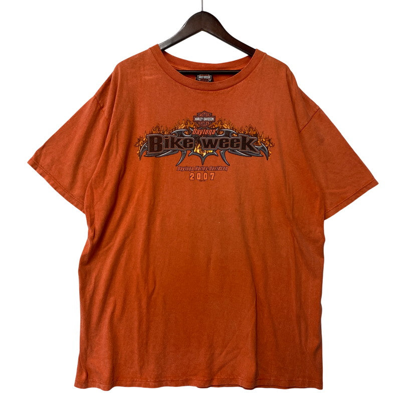 【中古品】【メンズ】 HARLEY DAVIDSON ハーレーダビッドソン DAYTONA BIKE WEEK PRINT S/S TEE c2007 プリント 半袖Tシャツ USA製 146-260713-as-14-izu サイズ：XL カラー：オレンジ 万代Net店