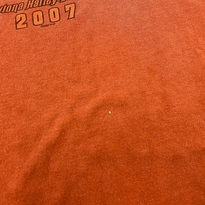 【中古品】【メンズ】 HARLEY DAVIDSON ハーレーダビッドソン DAYTONA BIKE WEEK PRINT S/S TEE c2007 プリント 半袖Tシャツ USA製 146-260713-as-14-izu サイズ：XL カラー：オレンジ 万代Net店
