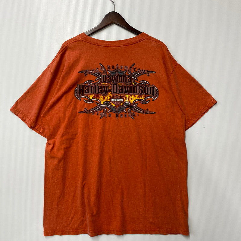 【中古品】【メンズ】 HARLEY DAVIDSON ハーレーダビッドソン DAYTONA BIKE WEEK PRINT S/S TEE c2007 プリント 半袖Tシャツ USA製 146-260713-as-14-izu サイズ：XL カラー：オレンジ 万代Net店