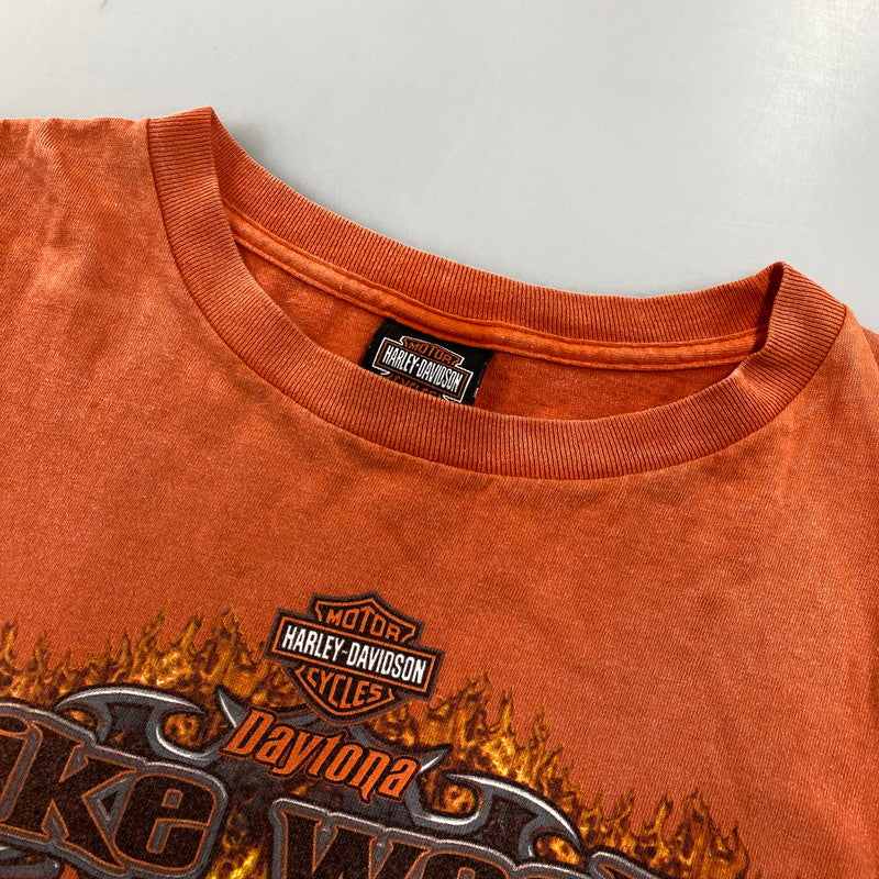 【中古品】【メンズ】 HARLEY DAVIDSON ハーレーダビッドソン DAYTONA BIKE WEEK PRINT S/S TEE c2007 プリント 半袖Tシャツ USA製 146-260713-as-14-izu サイズ：XL カラー：オレンジ 万代Net店