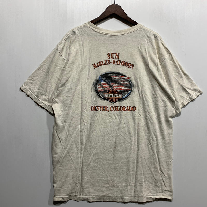 【現状渡し品】【メンズ】 HARLEY-DAVIDSON ハーレーダビッドソン 星条旗 PRINT S S TEE プリント ショートスリーブ Tシャツ トップス 半袖 145-260625-ya-07-izu サイズ：下記参照 カラー：ホワイト 万代Net店