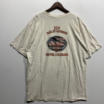 【現状渡し品】【メンズ】 HARLEY-DAVIDSON ハーレーダビッドソン 星条旗 PRINT S S TEE プリント ショートスリーブ Tシャツ トップス 半袖 145-260625-ya-07-izu サイズ：下記参照 カラー：ホワイト 万代Net店