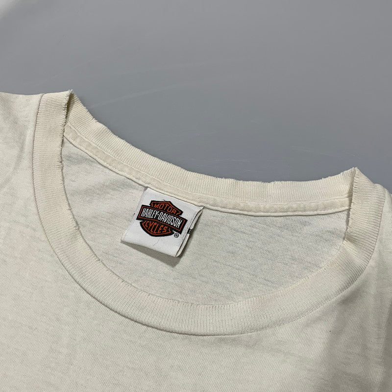 【現状渡し品】【メンズ】 HARLEY-DAVIDSON ハーレーダビッドソン 星条旗 PRINT S S TEE プリント ショートスリーブ Tシャツ トップス 半袖 145-260625-ya-07-izu サイズ：下記参照 カラー：ホワイト 万代Net店