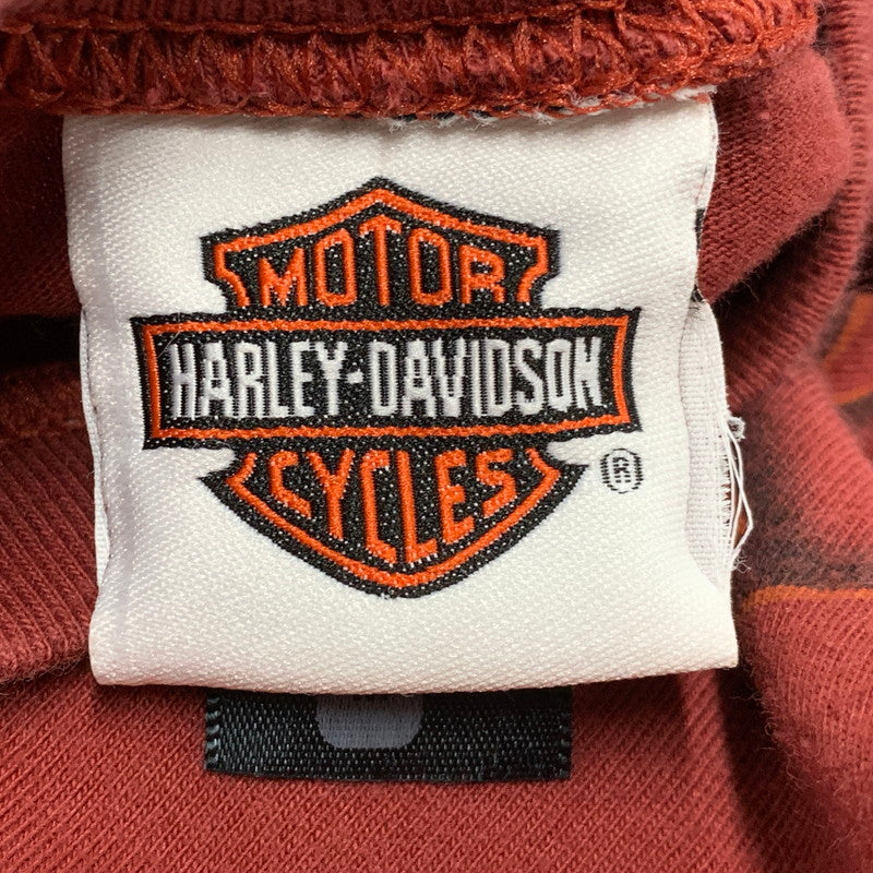 【中古品】【メンズ】 HARLEY-DAVIDSON ハーレーダビッドソン メキシコ製 00’S FLAME SLEEVE EAGLE フレイム スリーブ イーグル L S TEE ロング スリーブ Tシャツ トップス 長袖 146-260612-ya-02-izu サイズ：M カラー：レッド 万代Net店