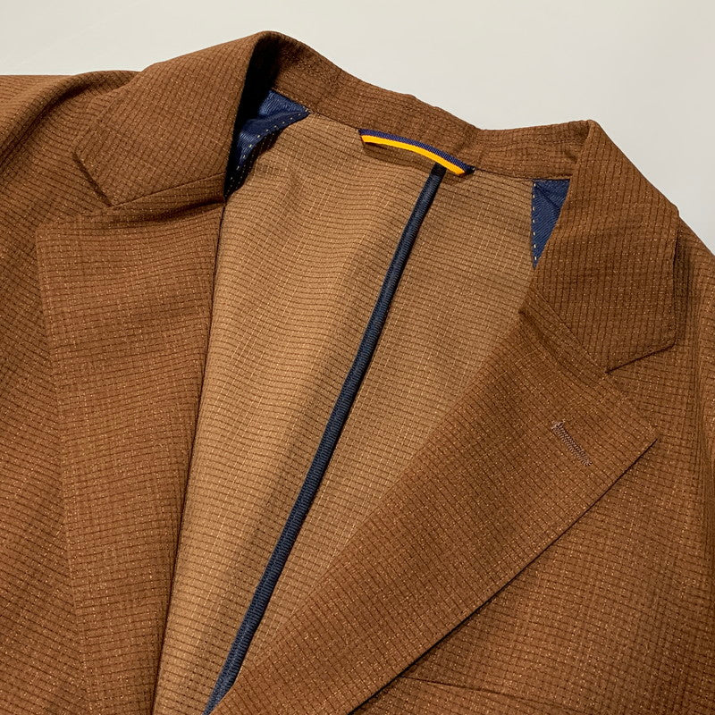 【中古美品】【メンズ】 TAKEO KIKUCHI タケオ キクチ 070-48007 リネンライクプリントジャケット アウター 147-260625-ya-02-izu サイズ：4 カラー：ブラウン 万代Net店