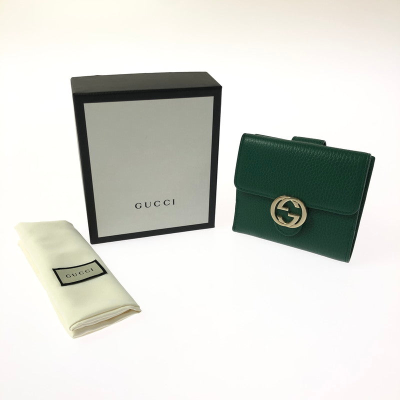 【中古品】【レディース】 GUCCI インターロッキングG Wホック コンパクト財布 615525 二つ折り財布 財布 181-260710-ki-02-tagh カラー：グリーン 万代Net店