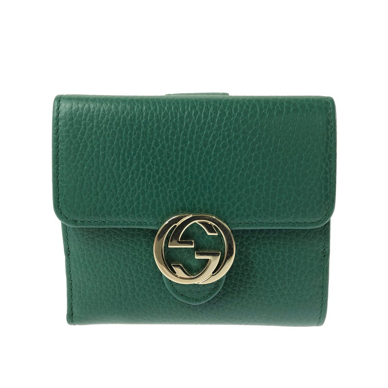 【中古品】【レディース】 GUCCI インターロッキングG Wホック コンパクト財布 615525 二つ折り財布 財布 181-260710-ki-02-tagh カラー：グリーン 万代Net店