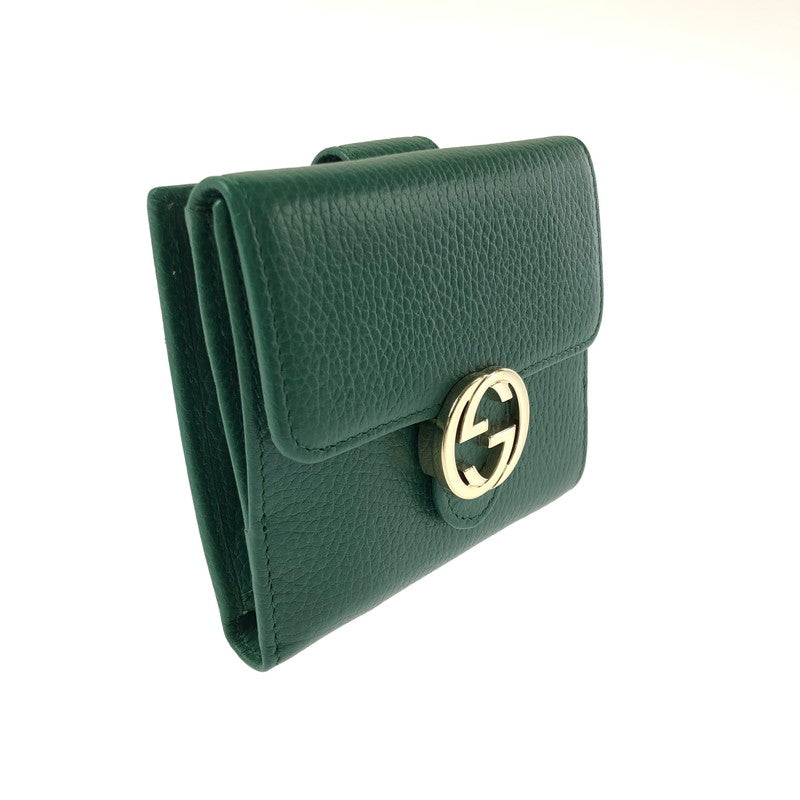 【中古品】【レディース】 GUCCI インターロッキングG Wホック コンパクト財布 615525 二つ折り財布 財布 181-260710-ki-02-tagh カラー：グリーン 万代Net店
