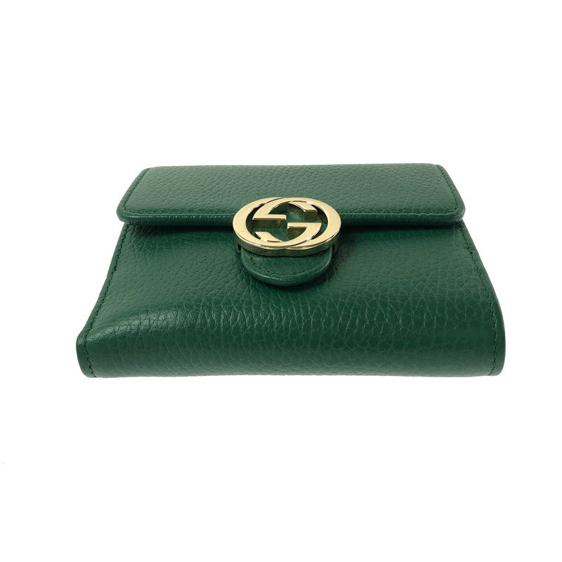 【中古品】【レディース】 GUCCI インターロッキングG Wホック コンパクト財布 615525 二つ折り財布 財布 181-260710-ki-02-tagh カラー：グリーン 万代Net店