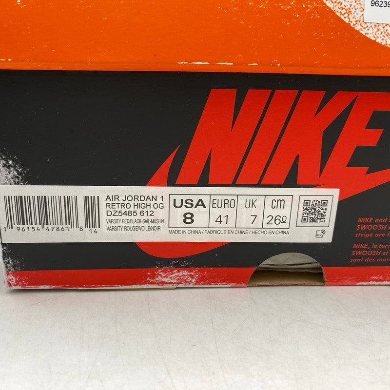 【中古美品】【メンズ/レディース】 NIKE ナイキ DZ5485-612 AIR JORDAN 1 HIGH OG エア ジョーダン ワン ハイ オージー スニーカー シューズ 靴 160-260520-cs-06-izu サイズ：26cm カラー：VARSITY RED/BLACK-SAIL-MUSLIN 万代Net店