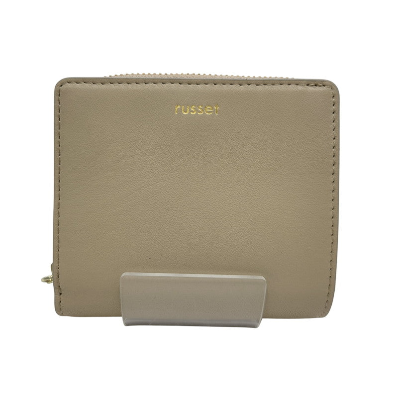 【中古品】【レディース】 russet ラシット スムースレザー ハーフウォレット 二つ折り 財布 200-260522-as-15-izu カラー：ベージュ 万代Net店