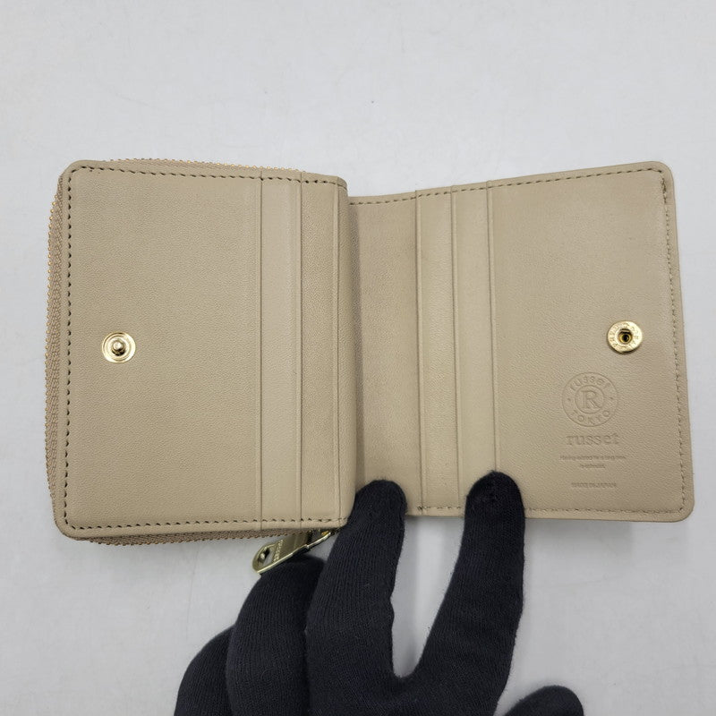 【中古品】【レディース】 russet ラシット スムースレザー ハーフウォレット 二つ折り 財布 200-260522-as-15-izu カラー：ベージュ 万代Net店