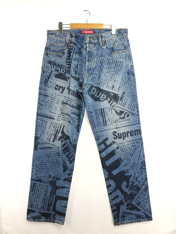 【中古品】【メンズ】 SUPREME シュプリーム 25SS　REGULAR JEAN NEWSPAPER レギュラー ジーンズ ニュースペーパー ボトムス 149-260610-rt-19-tagh サイズ：32 カラー：レッド 万代Net店