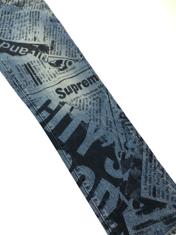 【中古品】【メンズ】 SUPREME シュプリーム 25SS　REGULAR JEAN NEWSPAPER レギュラー ジーンズ ニュースペーパー ボトムス 149-260610-rt-19-tagh サイズ：32 カラー：レッド 万代Net店