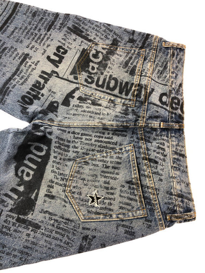 【中古品】【メンズ】 SUPREME シュプリーム 25SS　REGULAR JEAN NEWSPAPER レギュラー ジーンズ ニュースペーパー ボトムス 149-260610-rt-19-tagh サイズ：32 カラー：レッド 万代Net店