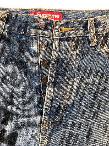 【中古品】【メンズ】 SUPREME シュプリーム 25SS　REGULAR JEAN NEWSPAPER レギュラー ジーンズ ニュースペーパー ボトムス 149-260610-rt-19-tagh サイズ：32 カラー：レッド 万代Net店