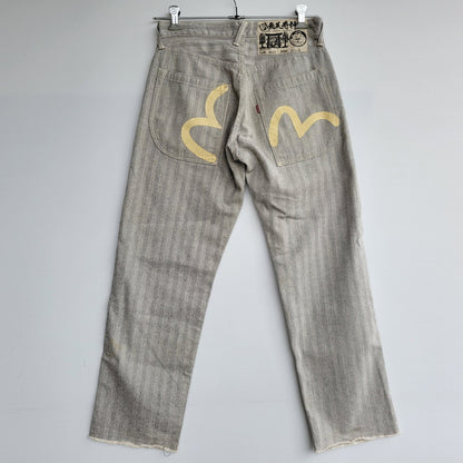 【中古品】【メンズ】 EVISU エヴィス HERRINGBONE DENIM PANTS LOT.2007 ヘリンボーン デニムパンツ 新恵美寿神頭 156-260623-as-23-izu サイズ：32×35 カラー：グレー系 万代Net店