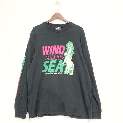 【中古品】【メンズ】 HYSTERIC GLAMOUR ヒステリック グラマー × WIND AND SEA ウィンダンシー 02203CL14 20AW GRAPHIC L S TEE グラフィック ロングスリーブ Tシャツ トップス 長袖 140-260612-ya-03-izu サイズ：L カラー：ブラック 万代Net店