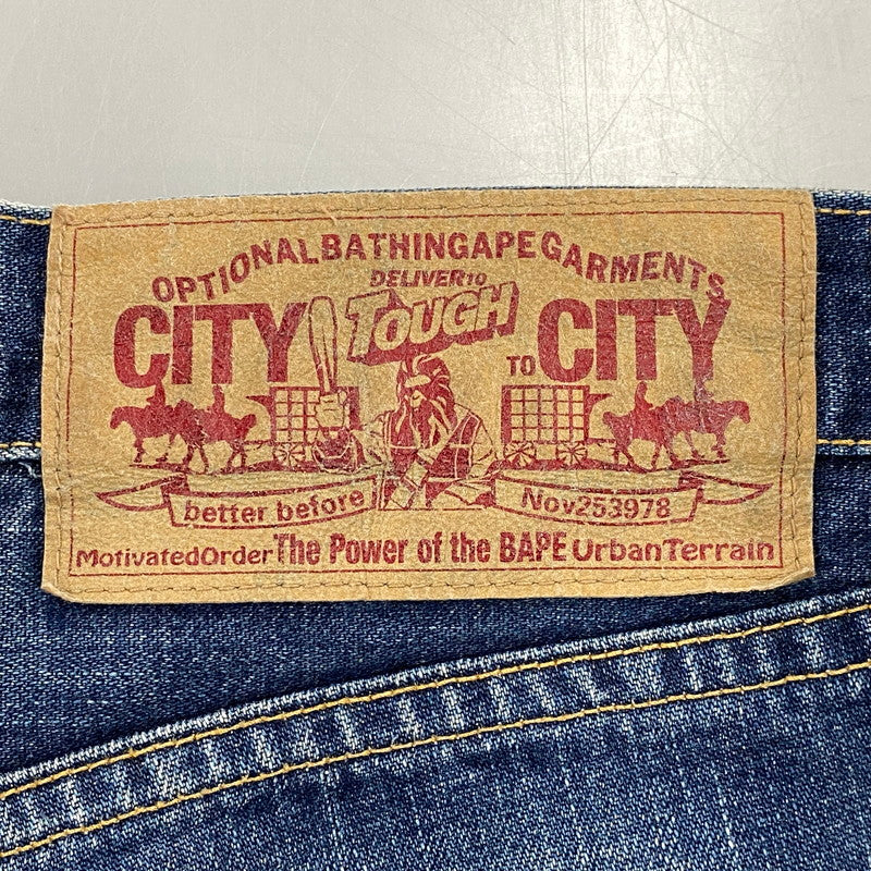 【中古品】【メンズ】 A BATHING APE アベイシングエイプ CITY TO CITY STRAIGHT DENIM PANTS シティ トゥ シティ ストレート デニム パンツ ボトムス ズボン 153-260622-cs-19-izu サイズ：XL カラー：インディゴ 万代Net店