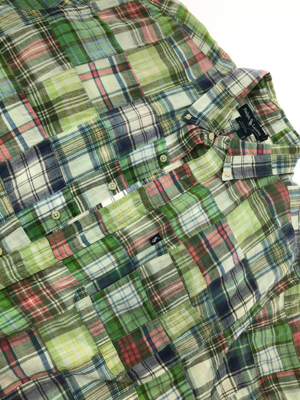 【現状渡し品】【メンズ】 RALPH LAUREN ラルフローレン 90'S S/S PATCHWORK SHIRTS 90年代 パッチワーク シャツ 半袖シャツ 146-260925-na-12-tagh サイズ：XL カラー：マルチカラー 万代Net店