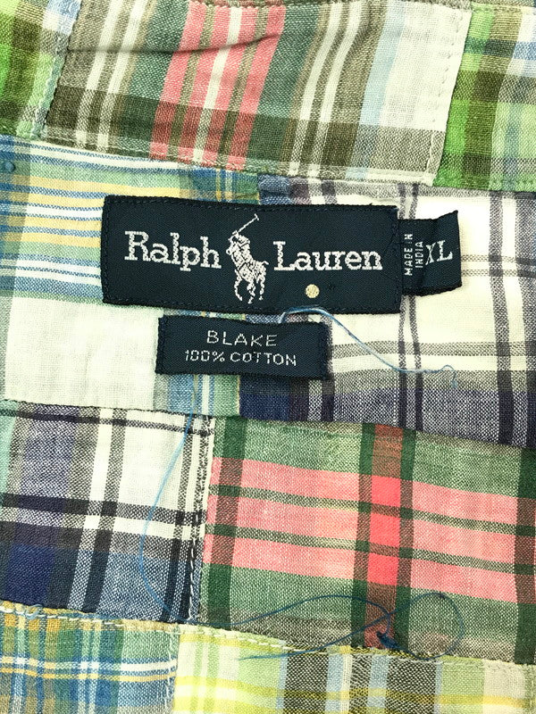 【現状渡し品】【メンズ】 RALPH LAUREN ラルフローレン 90'S S/S PATCHWORK SHIRTS 90年代 パッチワーク シャツ 半袖シャツ 146-260925-na-12-tagh サイズ：XL カラー：マルチカラー 万代Net店