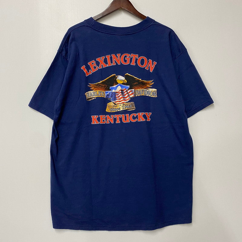 【中古品】【メンズ】 HARLEY-DAVIDSON ハーレーダビッドソン USA製 c1998 EAGLE PRINT SS TEE イーグル プリント ショートスリーブ ティー トップス 半袖 146-260615-cs-09-izu サイズ：XL カラー：ネイビー 万代Net店