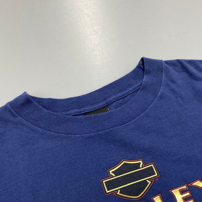 【中古品】【メンズ】 HARLEY-DAVIDSON ハーレーダビッドソン USA製 c1998 EAGLE PRINT SS TEE イーグル プリント ショートスリーブ ティー トップス 半袖 146-260615-cs-09-izu サイズ：XL カラー：ネイビー 万代Net店