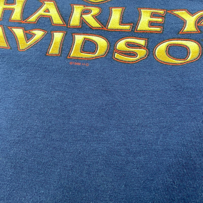 【中古品】【メンズ】 HARLEY-DAVIDSON ハーレーダビッドソン USA製 c1998 EAGLE PRINT SS TEE イーグル プリント ショートスリーブ ティー トップス 半袖 146-260615-cs-09-izu サイズ：XL カラー：ネイビー 万代Net店