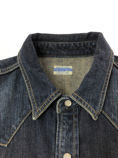 【中古品】【メンズ】 THE FLAT HEAD ザフラットヘッド DENIM WESTERN L/S SHIRT デニム ウエスタン シャツ 長袖シャツ 145-261001-na-22-tagh サイズ：L(40) カラー：インディゴ 万代Net店