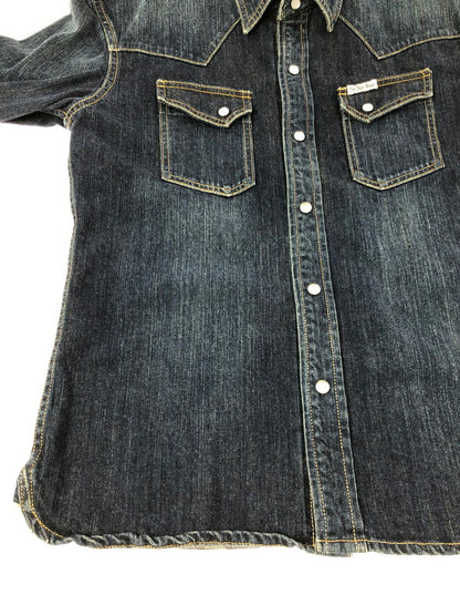 【中古品】【メンズ】 THE FLAT HEAD ザフラットヘッド DENIM WESTERN L/S SHIRT デニム ウエスタン シャツ 長袖シャツ 145-261001-na-22-tagh サイズ：L(40) カラー：インディゴ 万代Net店