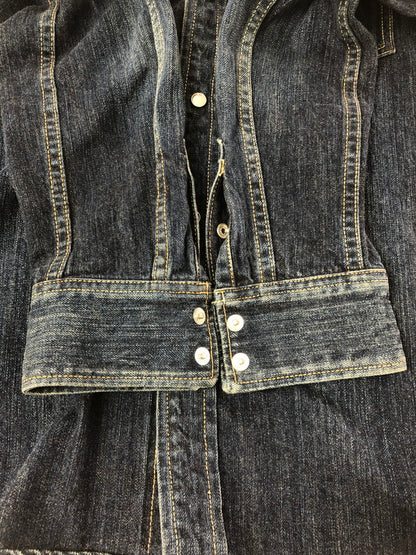 【中古品】【メンズ】 THE FLAT HEAD ザフラットヘッド DENIM WESTERN L/S SHIRT デニム ウエスタン シャツ 長袖シャツ 145-261001-na-22-tagh サイズ：L(40) カラー：インディゴ 万代Net店