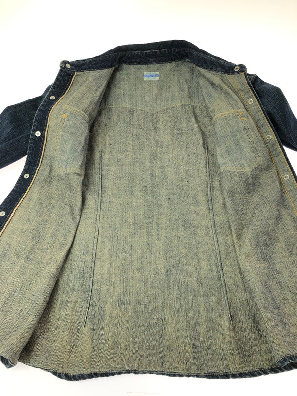 【中古品】【メンズ】 THE FLAT HEAD ザフラットヘッド DENIM WESTERN L/S SHIRT デニム ウエスタン シャツ 長袖シャツ 145-261001-na-22-tagh サイズ：L(40) カラー：インディゴ 万代Net店
