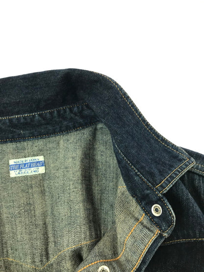 【中古品】【メンズ】 THE FLAT HEAD ザフラットヘッド DENIM WESTERN L/S SHIRT デニム ウエスタン シャツ 長袖シャツ 145-261001-na-22-tagh サイズ：L(40) カラー：インディゴ 万代Net店