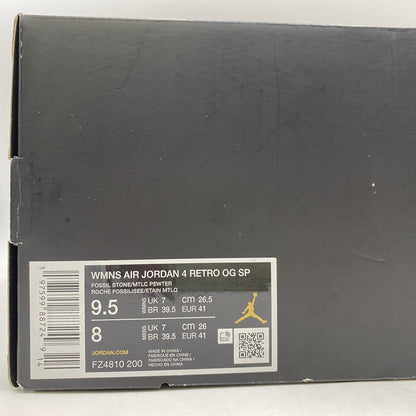 【中古品】【メンズ】 NIKE × A MA MANIERE ナイキ×アママニエール FZ4810-200 WOMEN'S AIR JORDAN 4 RETRO OG SP ウィメンズ エア ジョーダン レトロ オージー スニーカー シューズ 靴 160-260613-cs-06-izu サイズ：26.5cm カラー：FOSSIL STONE/MTLC PEWTER 万代Net店