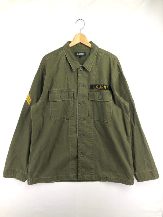 【中古品】【メンズ】 AVIREX アヴィレックス UTILITY SHIRT JACKET 6125138 ユーティリティ シャツ ジャケット ライトアウター 145-260714-rt-06-tag サイズ：2XL カラー：カーキ 万代Net店