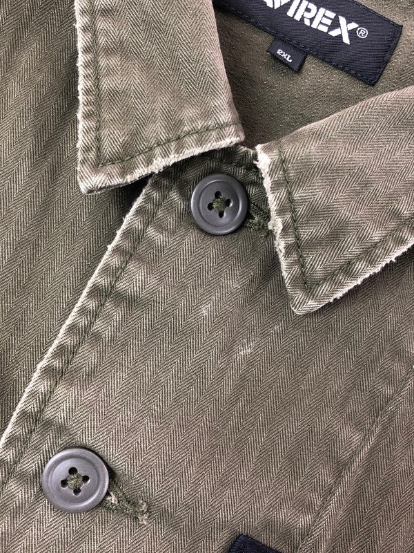 【中古品】【メンズ】 AVIREX アヴィレックス UTILITY SHIRT JACKET 6125138 ユーティリティ シャツ ジャケット ライトアウター 145-260714-rt-06-tag サイズ：2XL カラー：カーキ 万代Net店