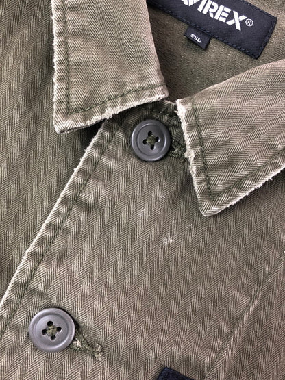 【中古品】【メンズ】 AVIREX アヴィレックス UTILITY SHIRT JACKET 6125138 ユーティリティ シャツ ジャケット ライトアウター 145-260714-rt-06-tag サイズ：2XL カラー：カーキ 万代Net店
