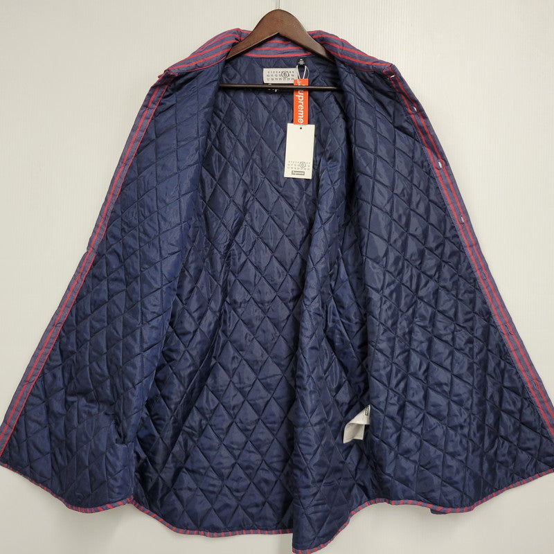【中古品】【メンズ】 SUPREME シュプリーム× MM6 MAISON MARGIELA PADDED SHIRT エムエムシックス メゾン マルジェラ パデッド シャツ アウター 149-260908-kh-02-izu サイズ：XL カラー：ネイビー×レッド 万代Net店