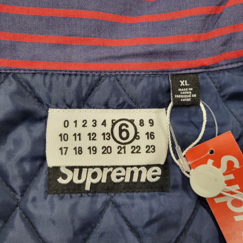【中古品】【メンズ】 SUPREME シュプリーム× MM6 MAISON MARGIELA PADDED SHIRT エムエムシックス メゾン マルジェラ パデッド シャツ アウター 149-260908-kh-02-izu サイズ：XL カラー：ネイビー×レッド 万代Net店