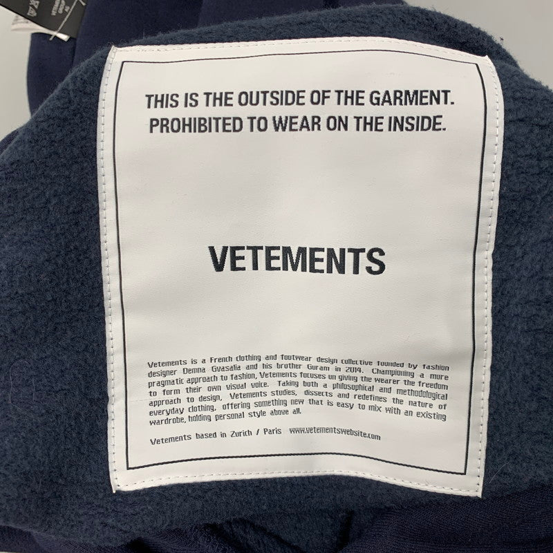 【中古品】【メンズ】 VETEMENTS ヴェトモン MAH19TR210 INSIDE OUT OVERSIZE SWEAT HOODIE インサイド アウト オーバーサイズ スウェット フーディ パーカー トップス 142-260518-kh-04-izu サイズ：XS カラー：ネイビー 万代Net店