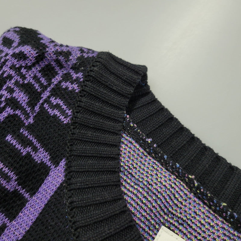 【中古品】【メンズ】 WACKO MARIA ワコマリア MARIA JACQUARD CREW NECK SWEATER マリア ジャガード クルー ネック ニット セーター トップス 142-260617-kh-11-izu サイズ：S カラー：ブラック 万代Net店