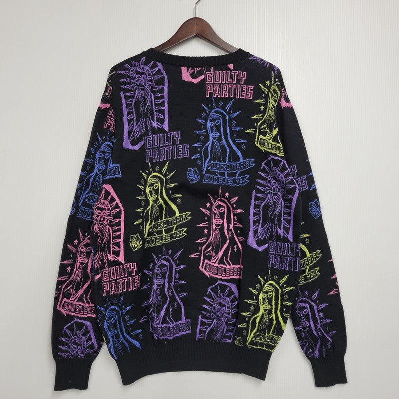 【中古品】【メンズ】 WACKO MARIA ワコマリア MARIA JACQUARD CREW NECK SWEATER マリア ジャガード クルー ネック ニット セーター トップス 142-260617-kh-11-izu サイズ：S カラー：ブラック 万代Net店